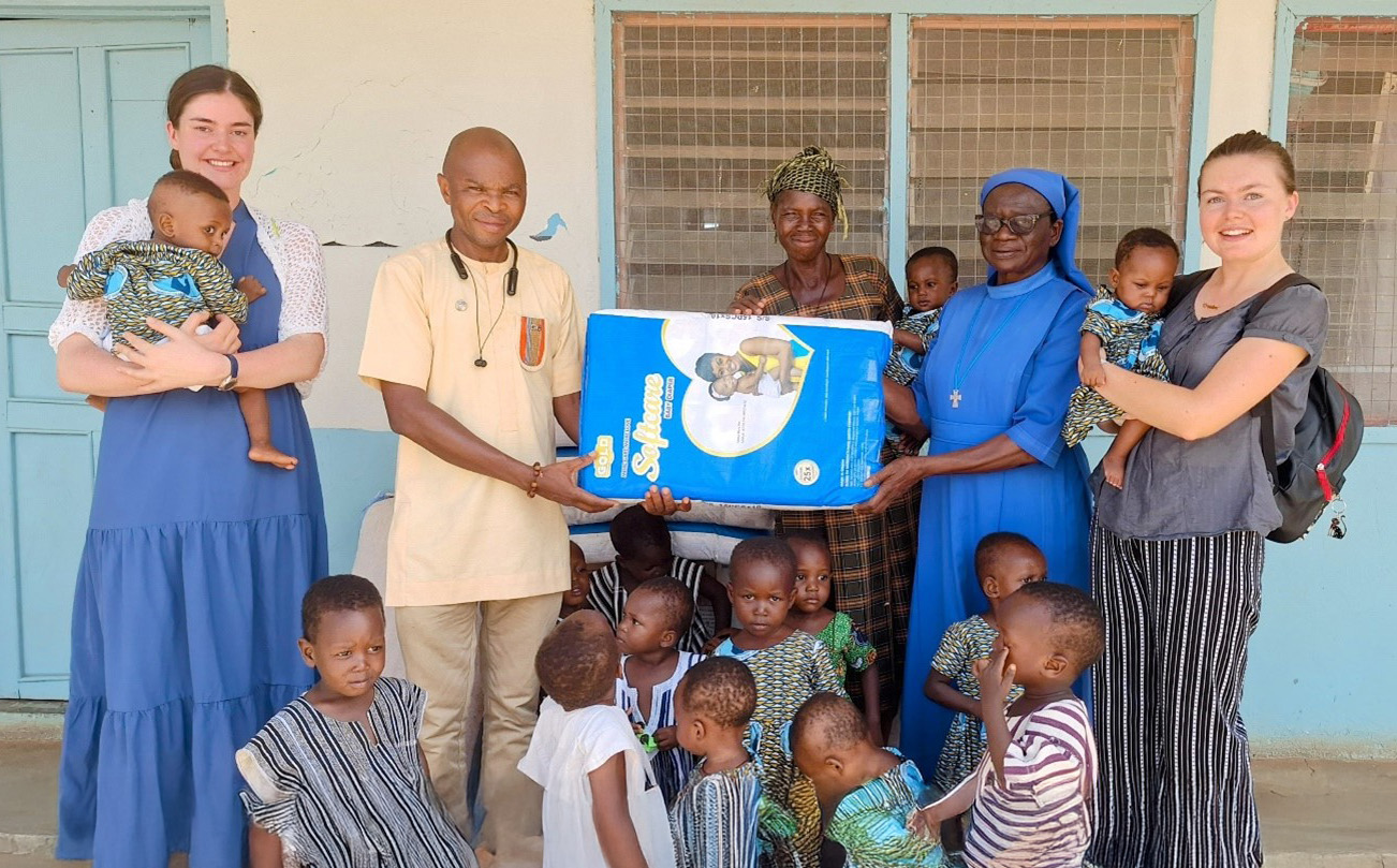 Presenting donations from Preslink to Mother of Mercy Babies Home, SiriguBlessing of new Kindergarten block, Presentation School, Bolgatanga, Ghana